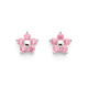 Sterling Silver Pink Cubic Zirconia Flower Earrings