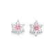 Sterling Silver Pink Cubic Zirconia Flower Studs