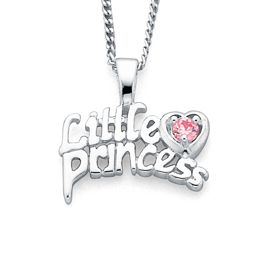 Sterling Silver Pink Cubic Zirconia Princess Pendant in Pink Pascoes