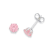 Sterling Silver Pink Cubic Zirconia Round 6-Claw Stud Earrings