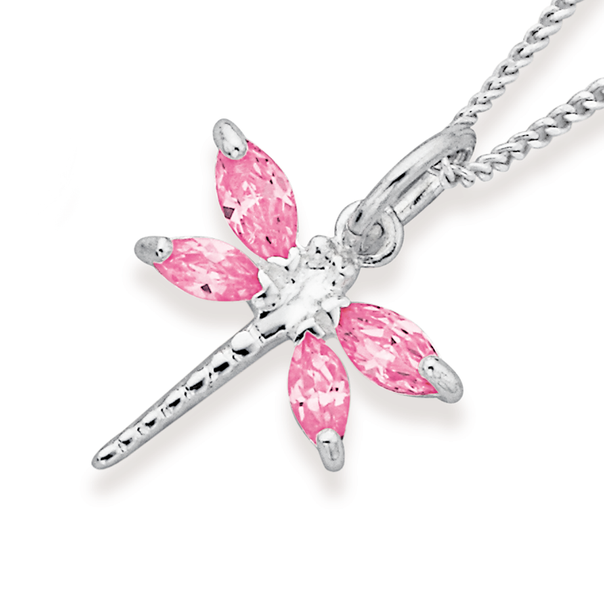 Sterling Silver Pink Dragonfly Charm