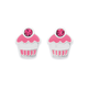 Sterling Silver Pink Enamel & Crystal Cupcake Studs