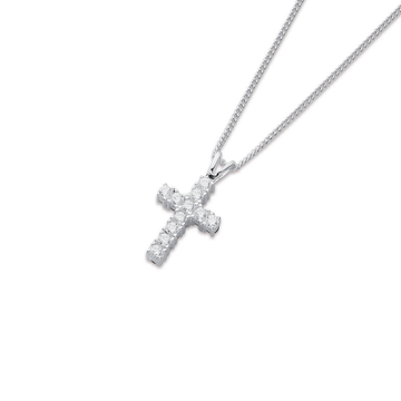 Sterling Silver Purple/white Cubic Zirconia Reversible Cross