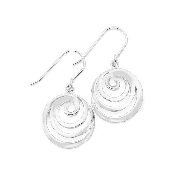 Sterling Silver Round Swirl Hook Earrings