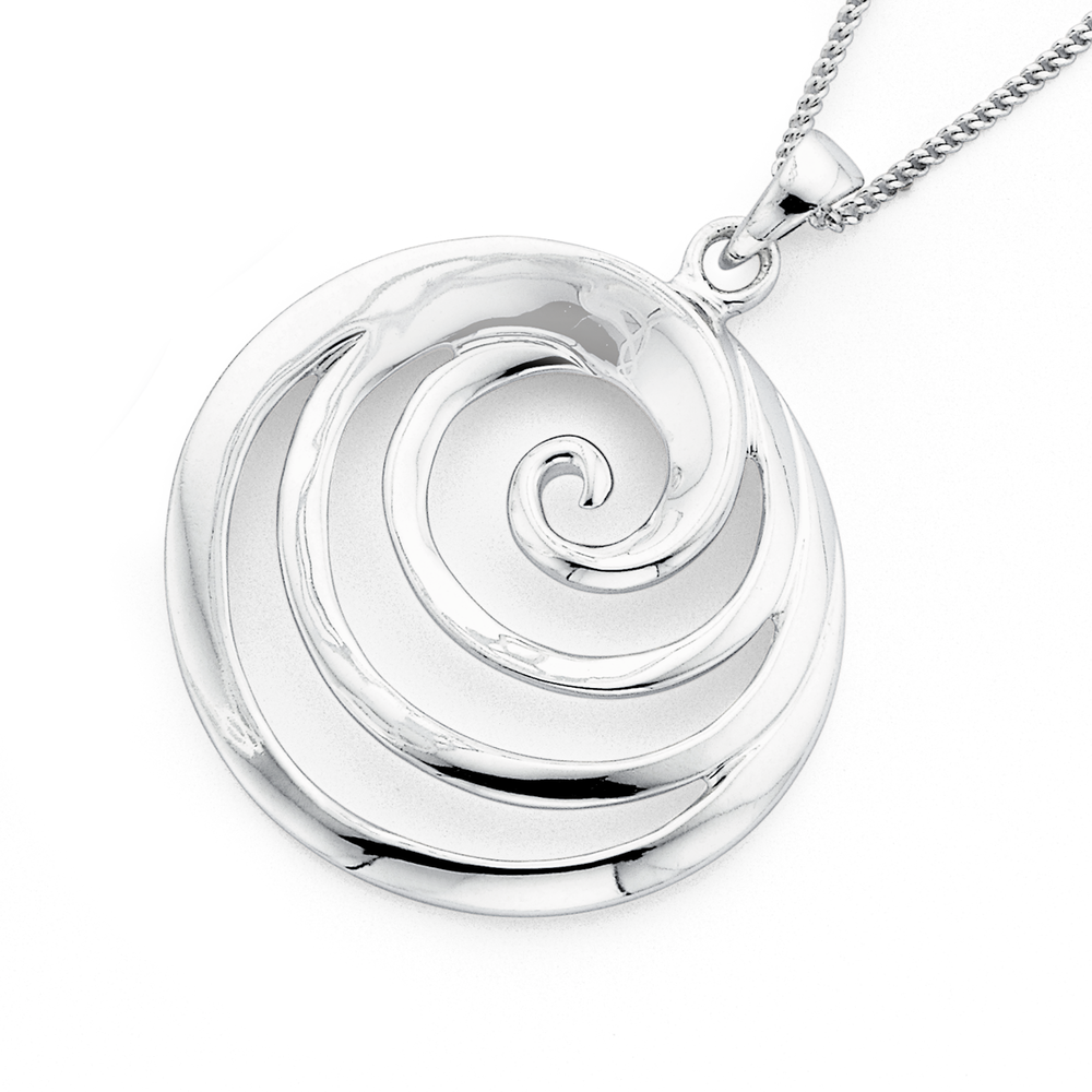 Round silver pendant outlet