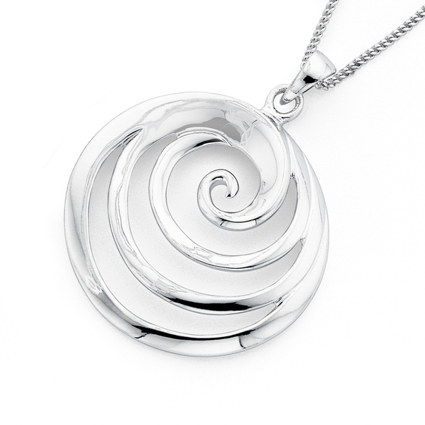 Sterling Silver Round Swirl Pendant