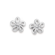 Sterling Silver Small Flower with Cubic Zirconia In Centre Studs