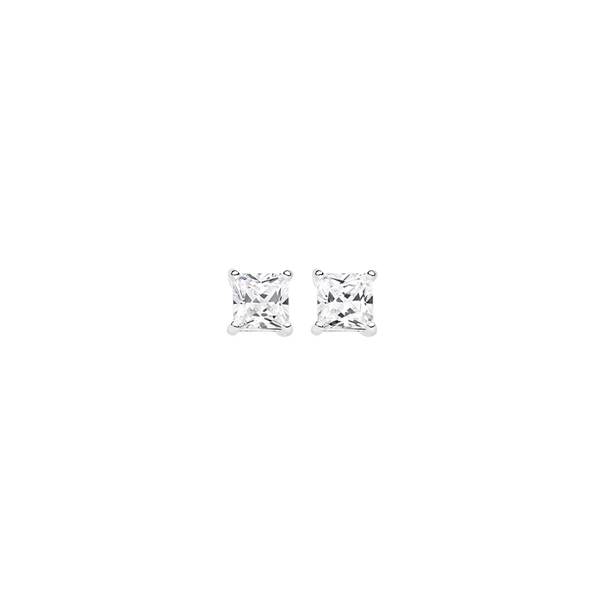 Sterling Silver Square Cubic Zirconia Earrings