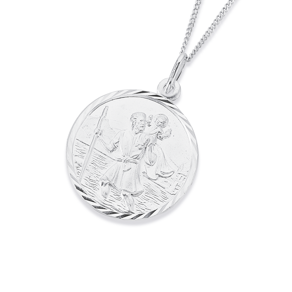 Saint Christopher Medal Necklace, Sterling Silver Catholic Jewelry Gift | St  christopher medal, Necklace, Saint christopher