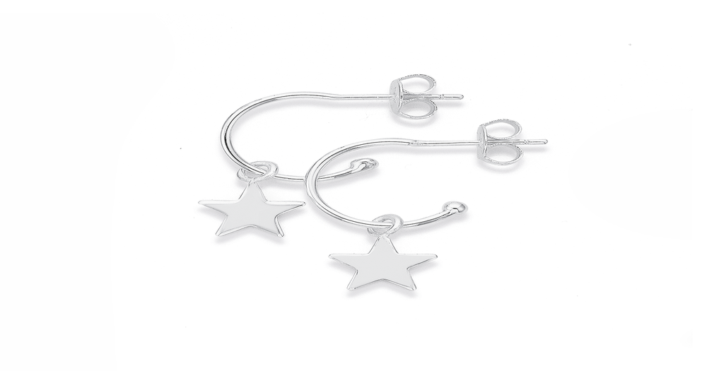 Sterling Silver Star Charm Earrings Pascoes