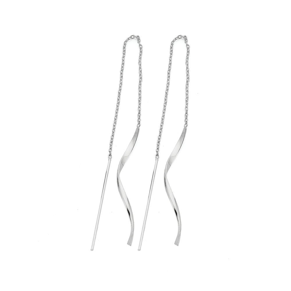 Thread sales silver earrings
