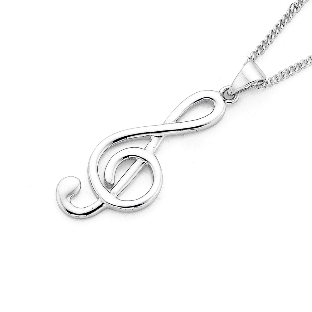 Elegant Pure Sterling Silver Polishing Music Note Pendant Necklace |  Fashion Necklaces | Accessories- ByGoods.Com