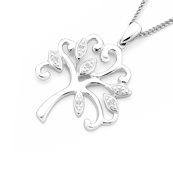 Tree of Life Cubic Zirconia Pendant in Sterling Silver