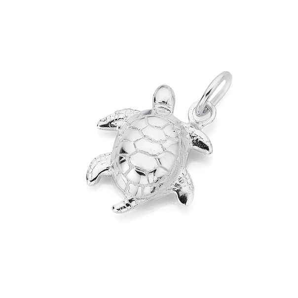 Turtle Charm Pendant in Sterling Silver